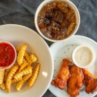 Small Wing Combo · 5 piece wings, drink, fries, and 1 side dipping sauce.