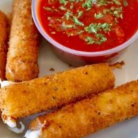 Mozzarella Sticks · Our whole-milk mozzarella cheese, breaded, seasoned, and fried. Served with a side of marina...