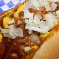 Texas Style Hotlink Sandwich · Hotlink with chili