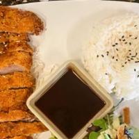 Chicken Katsu · Comes with rice and house salad.
