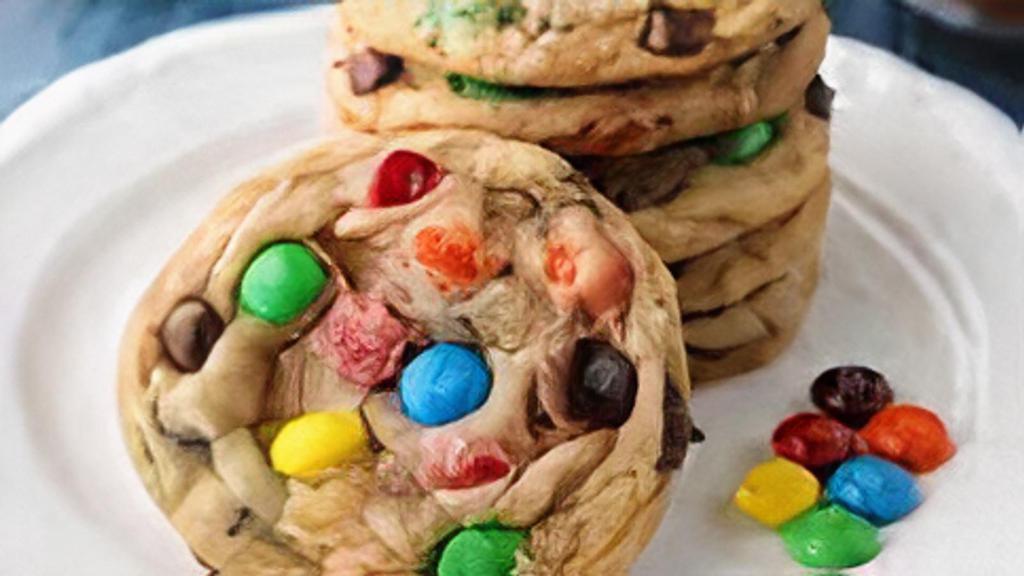 M&M Cookie · Delicious soft and chewy cookie loaded with M&M's.