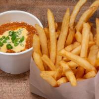 Chili Cheese Fries · All beef no bean chili, Haus cheese sauce