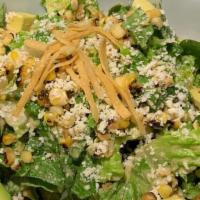 Caesar Salad · chopped romaine, housemade caesar dressing, corn, avocado, cotija, tortilla strips