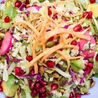 Family Baja Chop Salad - Serves 4 · shredded iceberg, castelvetrano olives, jicama, avocado, cucumber, pomegranate seeds, jack c...