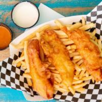 Fish & Chips · Fried fish filets with French fries.