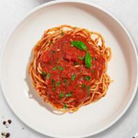 Marinara Sailor Pasta (Spaghetti) · A classic and mouthwatering pasta. Fresh tomatoes, olive oil, and basil ground to create mar...