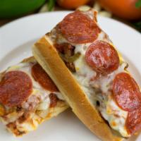 Grande Grinder · Meatballs, sausage, pepperoni, grilled onions, bell peppers, marinara & provolone