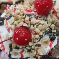 La Banana Split · Chocolate, Strawberry, Vanilla Ice Cream, Whipped Cream and La Banana