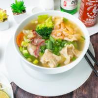 Wor Wonton Soup  · Wonton Soup with mixed vegetables, shrimp, chicken, and bbq pork