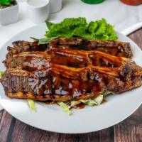 Hawaiian Short Ribs  · Korean style short ribs in a teriyaki glaze. Entree: 4 ribs. Dinner: 3 ribs