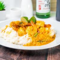 Hawaiian Spicy Garlic Shrimp Or  Fish  · Fish or shrimp in a spicy, garlicky cream sauce served over steamed rice