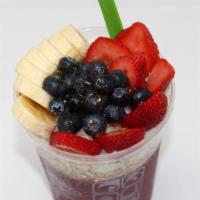 Maui Sunrise · Coconut milk, pineapple juice, acai, bananas, strawberries, mango, and topped with granola, ...