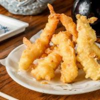 Shrimp Tempura · Shrimp tempura with cucumber.