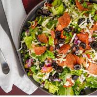 Chef Salad · Romaine lettuce, pepperoni, bell pepper, tomato, olive, onion, mozzarella cheese and Lemon d...