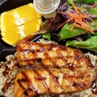 Salmon Teriyaki Plate · Salmon Teriyaki over Rice and Salad