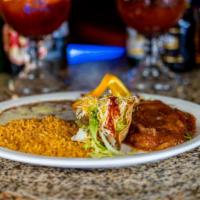 Taco Dorado And Chile Relleno Combination · Crispy taco and chile relleno. Served with two sides.