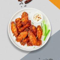 Plain Wings · Fresh chicken wings breaded and fried until golden brown. Served with a side of ranch or ble...