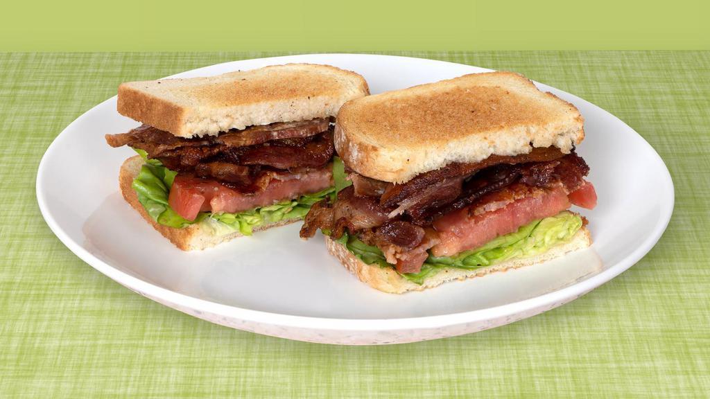 Blt · Crispy bacon, lettuce, freshly sliced tomato, and mayo on your choice of bagel.
