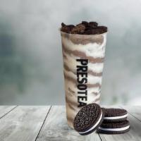 O'Cookie Cloud · A chocolatey creamy blend with Oreo cookies and hint of caramel.