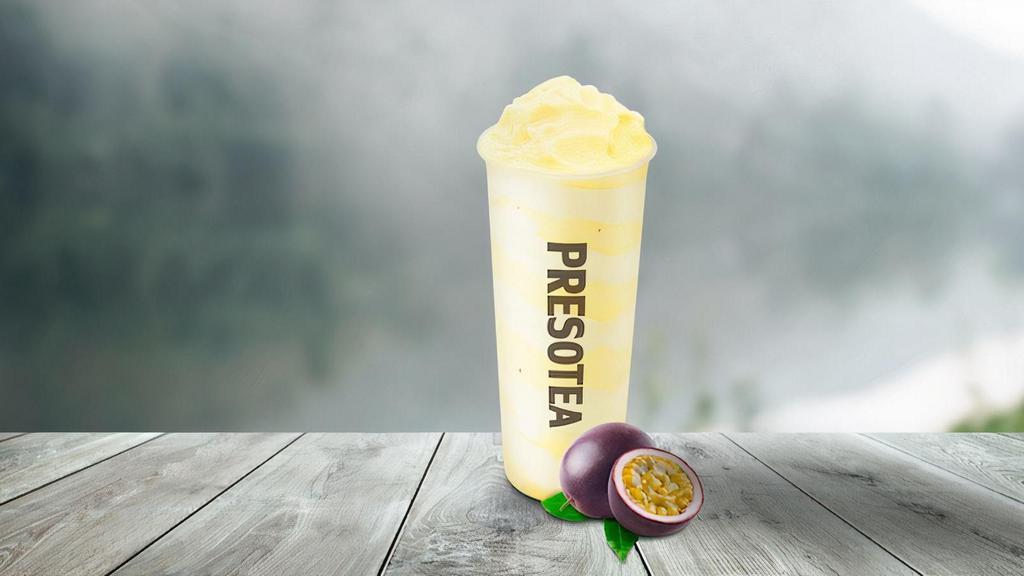 Passion Fruit Pineapple Slush · Dairy-free smoothie with passionfruit & pineapple puree. Does not come with Creme.