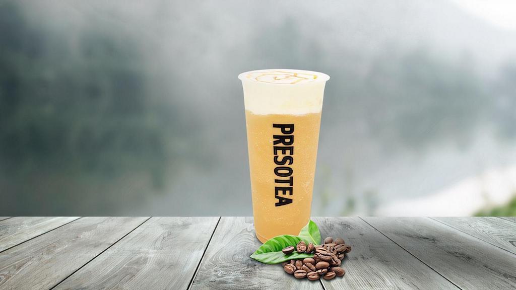 Caramel Frappe · A Blended ice Caramel Coffee drink with creme.