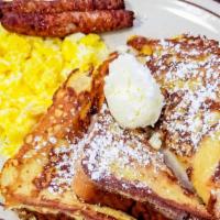French Toast Combo · 2 toasts, 3 eggs & 2 bacons or 2 sausages