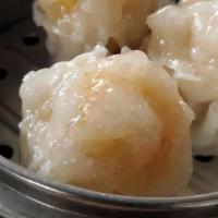 Shrimp Dumpling · Steamed shrimp dumplings, Japanese mustard and soy.