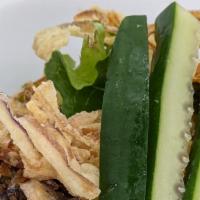 Salmon Skin Salad · Mix Green with Salmon Skin/Ponzu Dressing