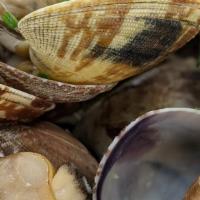 Steamed Asari · Steamed Asari Clams with Japanese Broth, Soy Sauce, Sake, Butter, and Garlic