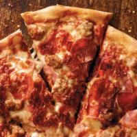 Original Crust All Meat Pizza · Pepperoni, ham, Italian sausage, bacon, our original sauce and signature three cheeses