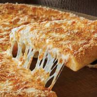 The Big Cheese · Our original sauce and signature three cheeses, plus cheddar, and shaved Parmesan, topped wi...