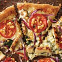 Grilled Chicken Florentine (Large) · Grilled chicken, garlic Parmesan sauce, fresh spinach, red onions, sliced tomatoes, and our ...