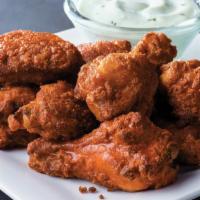 Chicken Wings (10 Pieces) · Classic chicken wings served hot or tangy BBQ style with your choice of dipping sauce. 100 c...