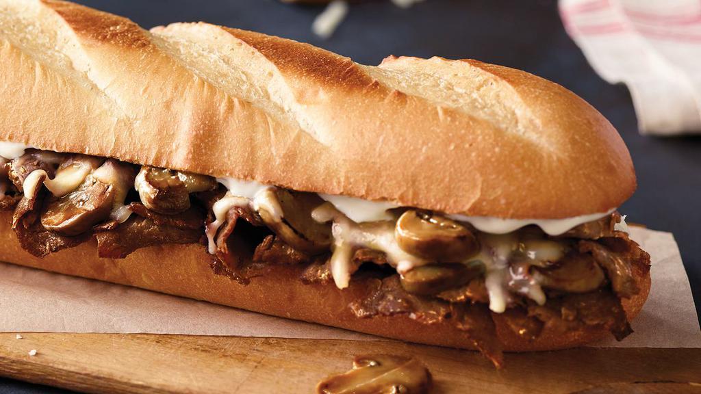 Steak & Cheese · Steak, mushrooms, mayo and our signature three cheeses. 600 / one,200 calories.