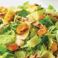 Family Chicken Caesar Salad · Fresh-cut lettuce blend, grilled chicken, parmesan cheese and croutons. 150 cal per serving.