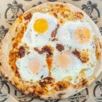 Huevos Rancheros Pizza · Mexican Chorizo, with over-easy Eggs