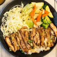 Teriyaki Chicken - Plate · Includes side of veggie stir-fry and cabbage salad.