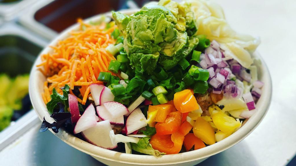 Poke Bowl · Choice of base, three proteins, sauces, sides, and yummy toppings. 2 crab scoops included
