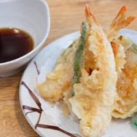 Mixed Tempura · Two shrimp and four pieces of vegetables.