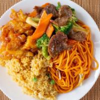 Combo B · Chow mein and fried rice plus 2 items.