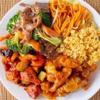 Combo C · Chow mein and fried rice plus 3 items.