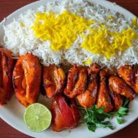 Cornish Hen (Chicken Kabob With Bones) · Delicious marinated charbroiled Cornish hen with bone served with basmati rice and charbroil...