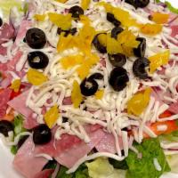 Antipasto · Iceberg and romaine lettuce, salami, ham, black olives, pepperoncinis, red onions and tomato...