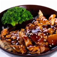 Chicken Teriyaki Bowl · Chicken, broccoli, and teriyaki sauce served over steamed rice.