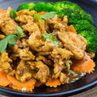 #812. Garlic Pepper · Stir-fried meat of your choice in garlic sauce served on top of steam broccoli, cabbage and ...
