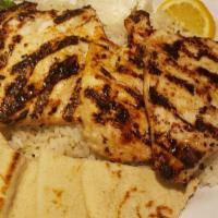 Garlic Chicken Lunch Entrée · Two marinated boneless, skinless fillets served with garlic mayonnaise.