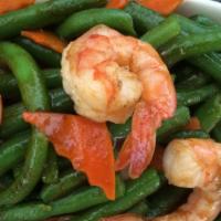 Spicy Green Bean · Green beans stir-fried in spicy Thai pricking paste, carrots, and your choice of meat
