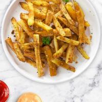 Garlic Fries Anthem · (Vegetarian) Idaho potato fries cooked until golden brown and garnished with salt, and garli...