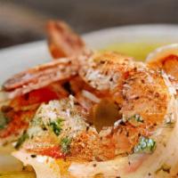 Shrimp Scampi · Shrimp scampi with roarsted potatoes, brocoli, lemon capers sauce.