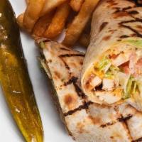 Southwest Chipotle Chicken Wrap · Grilled chicken breast, avocado, tomatoes, cheese blend with homemade chipotle dressing. All...